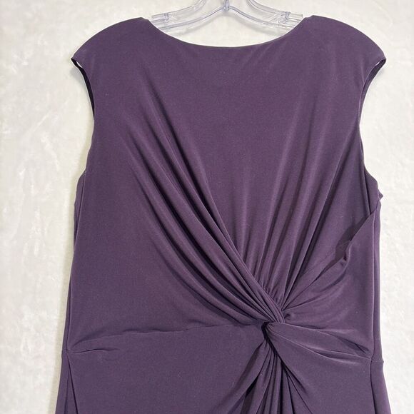 Lauren Ralph Lauren Twist Knot Sheath Dress Size 16 Purple Sleeveless Stretch - Picture 2 of 11